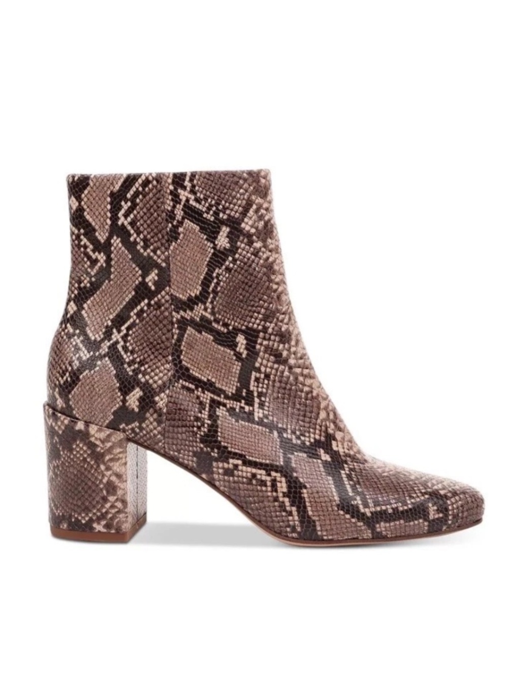 SPLENDID NWB Womens Beige Snake Print 3 Round Toe Block Heel Leather Booties 8